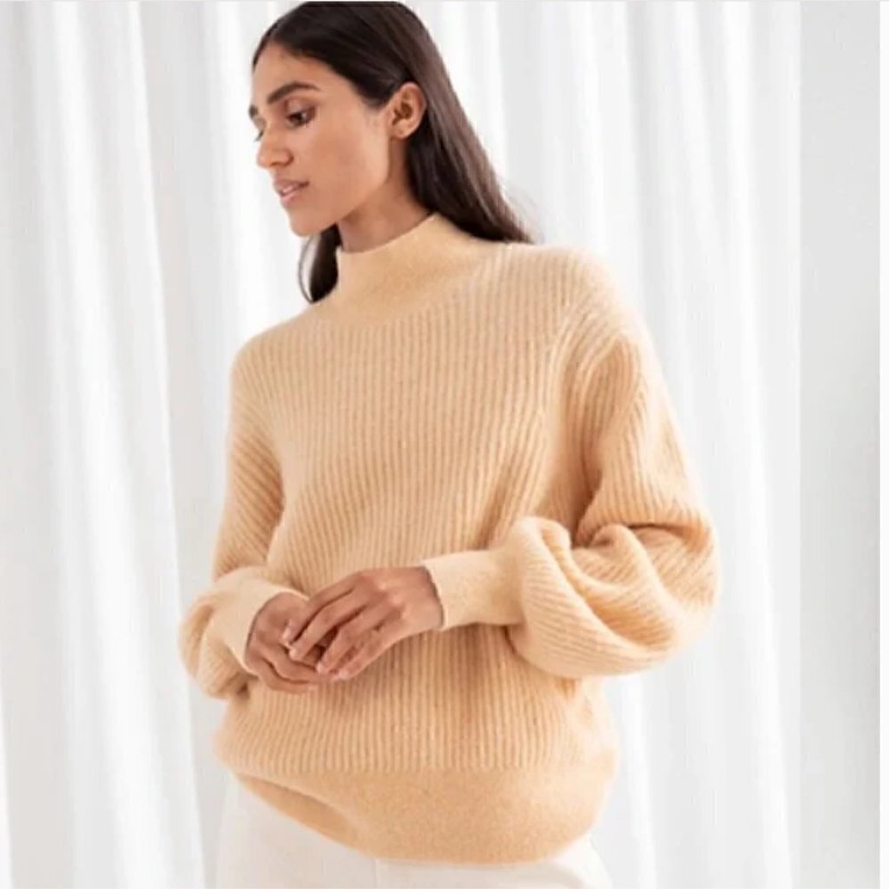 & Other Stories Alpaca Wool Mock Neck Soft Fuzzy Sweater Size XS